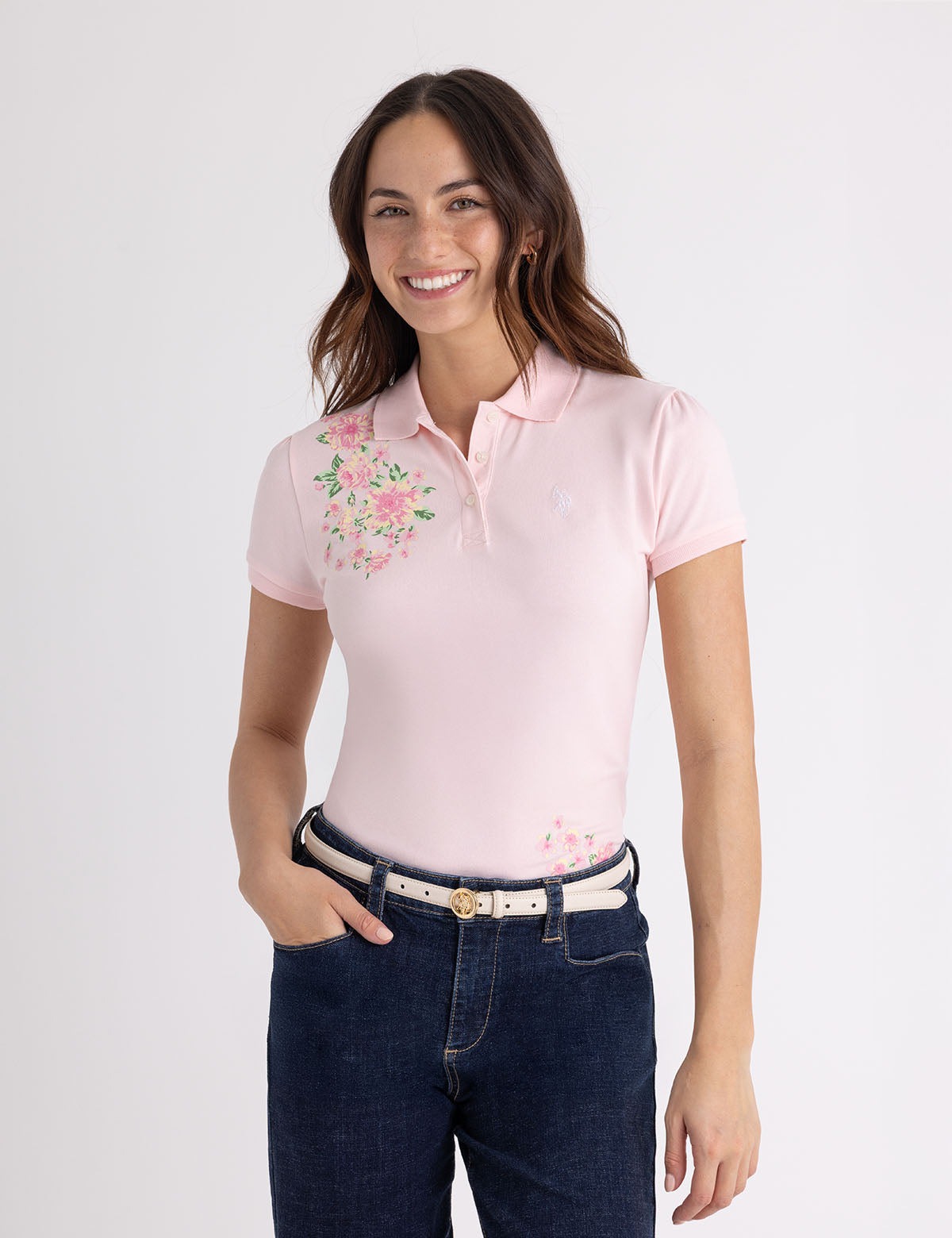 

Футболка-поло U.S. Polo Assn Blossom Printed, розовый