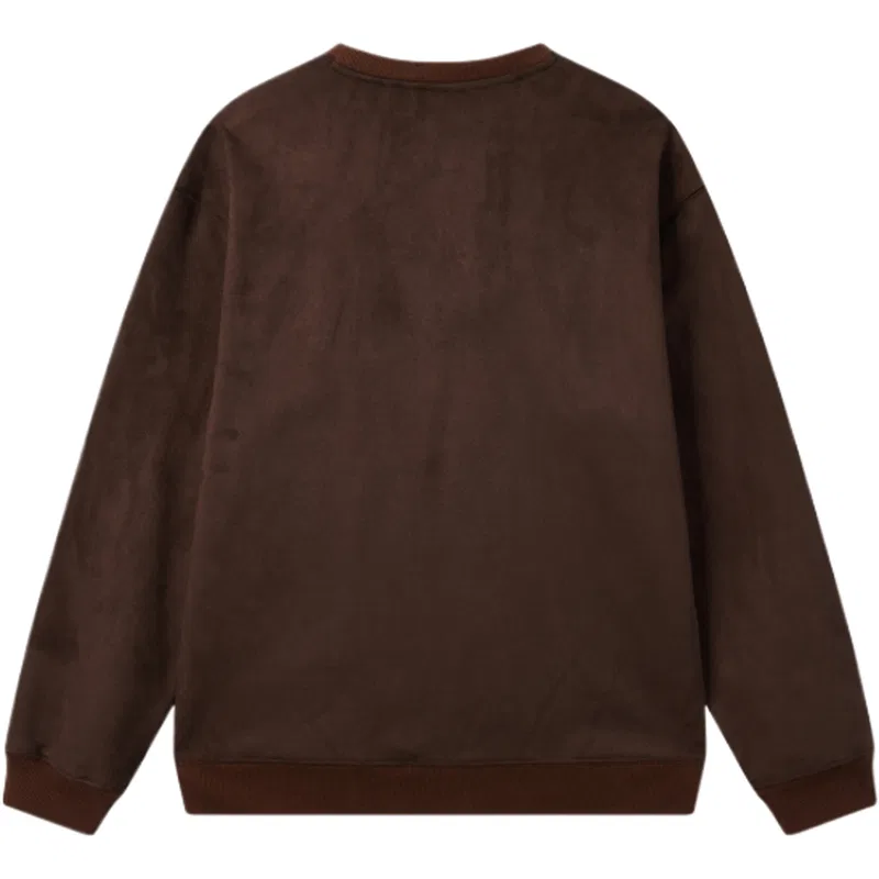 Женский свитшот с флисовой подкладкой Fall Faux Sherpa Logo Faux Suede Fleece Lined Crew Neck Top Sweatshirt Unisex Brown GAP, Dark Gray — фото 4