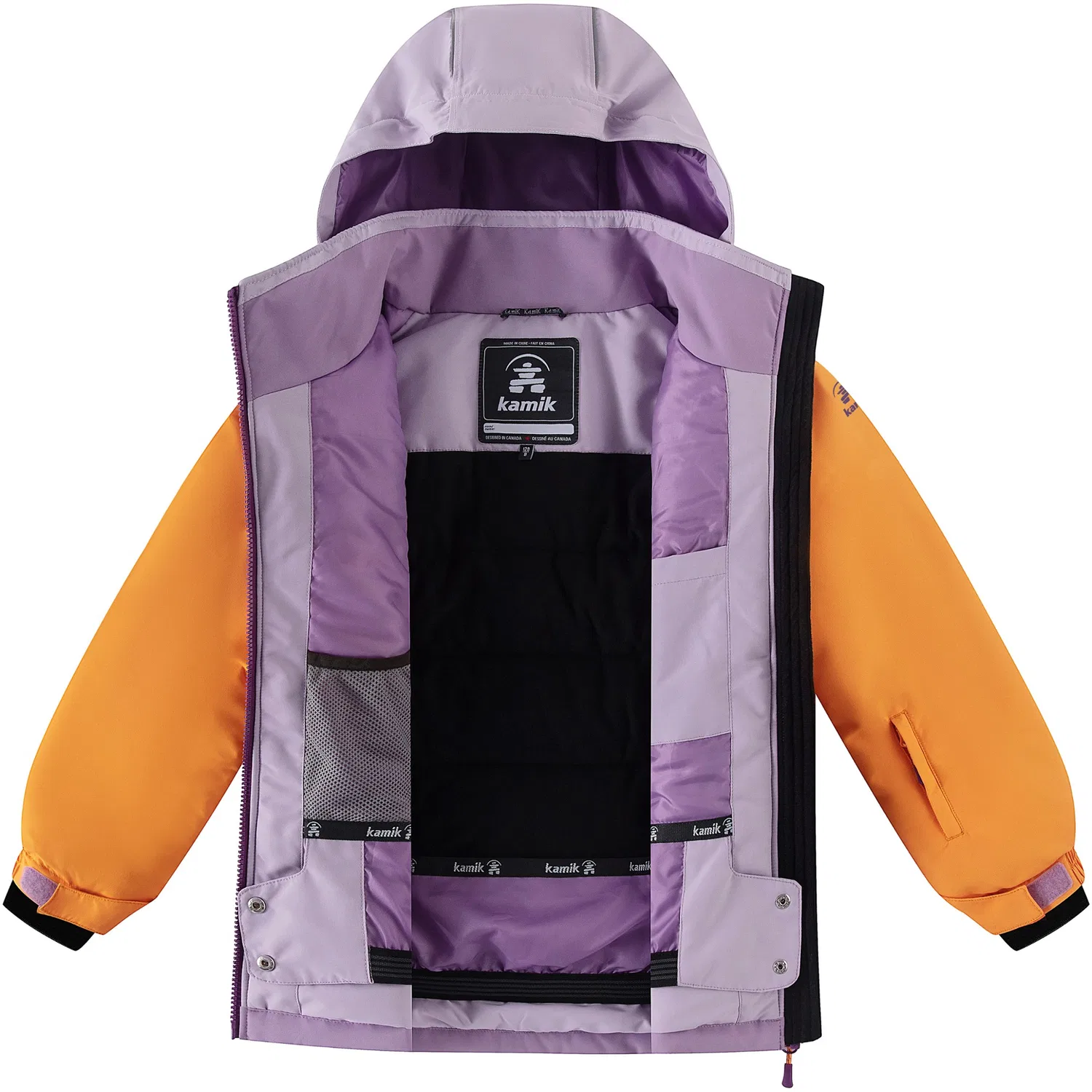 Куртка утепленная зимняя для девочки Elara Kamik, Lilac/Clementine — фото 4