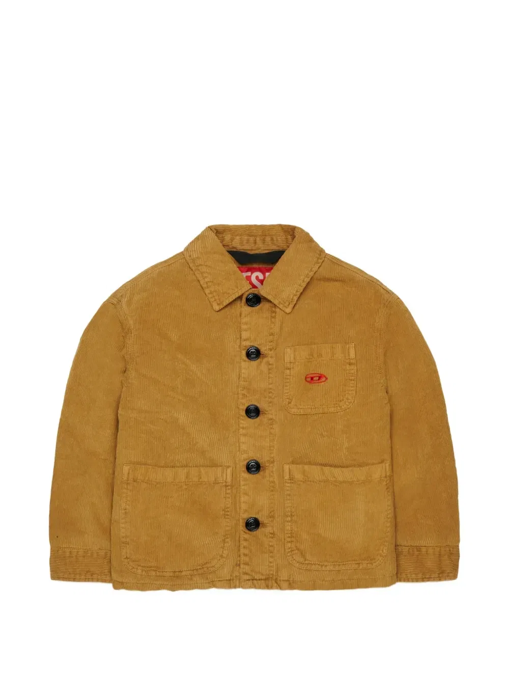 Вельветовая куртка с вышитым логотипом Diesel Kids, коричневый