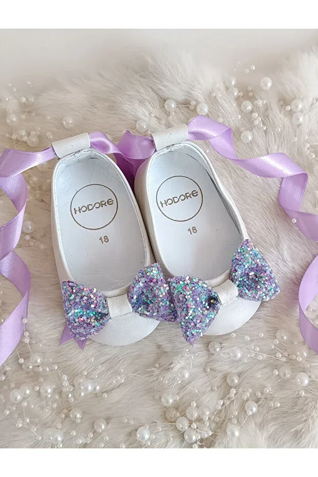 Детские балетки из натуральной кожи для девочек Perla purple stone Hodore, Purple Stone