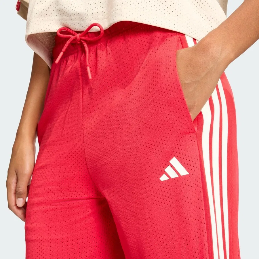 Спортивные штаны из сетки с высокой посадкой, модель Stadium Mesh, adidas, Молочный — фото 4