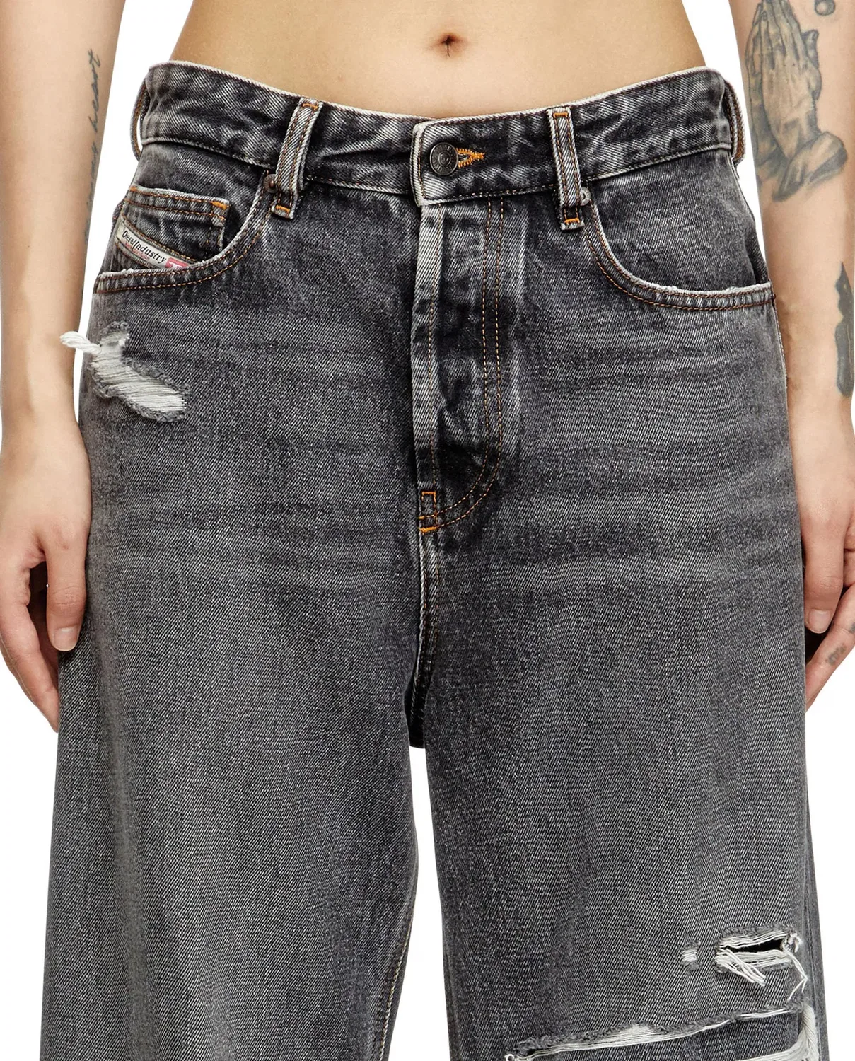 Женские джинсы свободного кроя с заниженной талией Relaxed Fit Diesel, Темно-Серый — фото 3