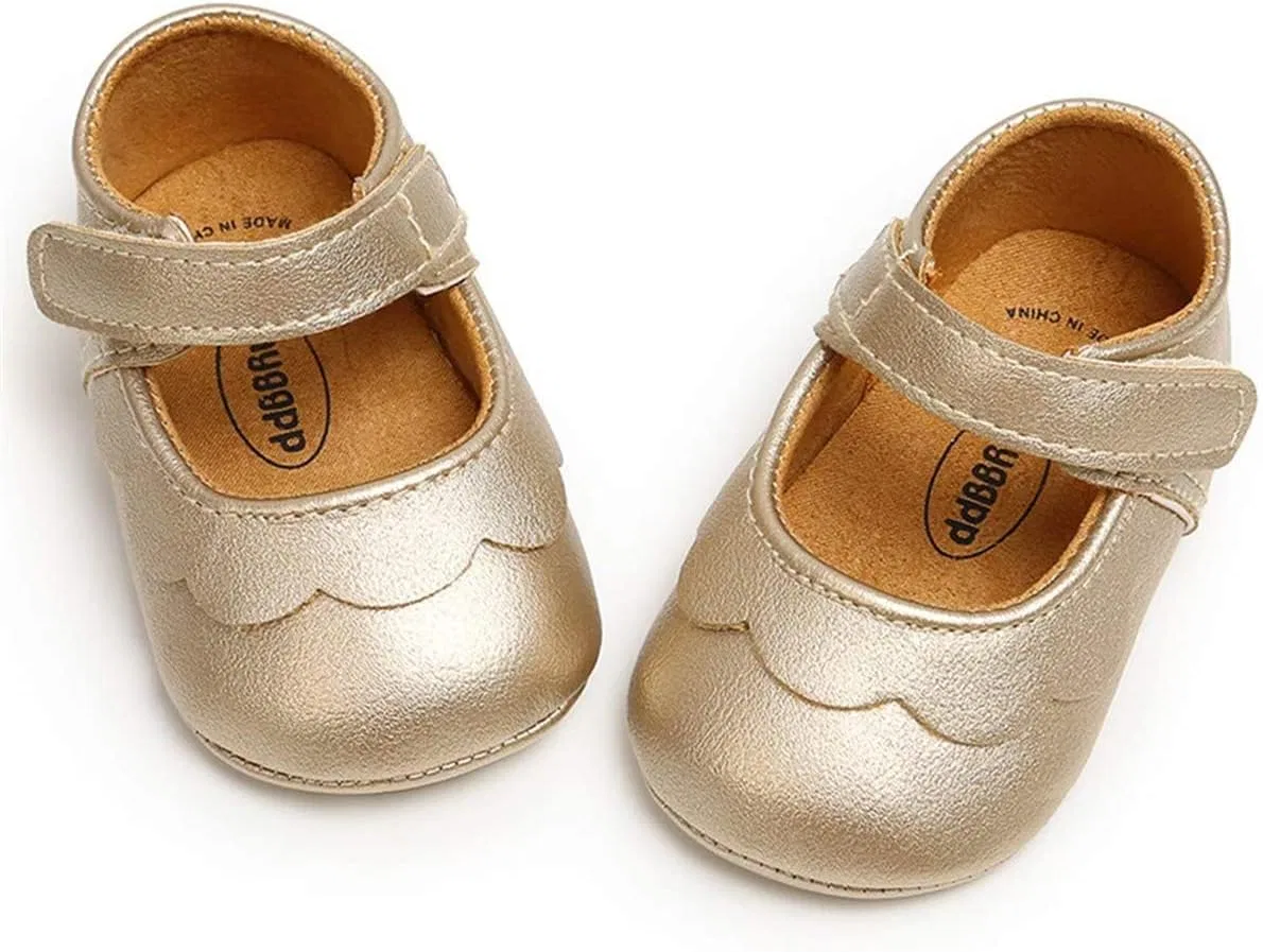 Детские туфли Мэри Джейн для девочек с бантом LAFEGEN, Gold Baby Girl Shoes — фото 3