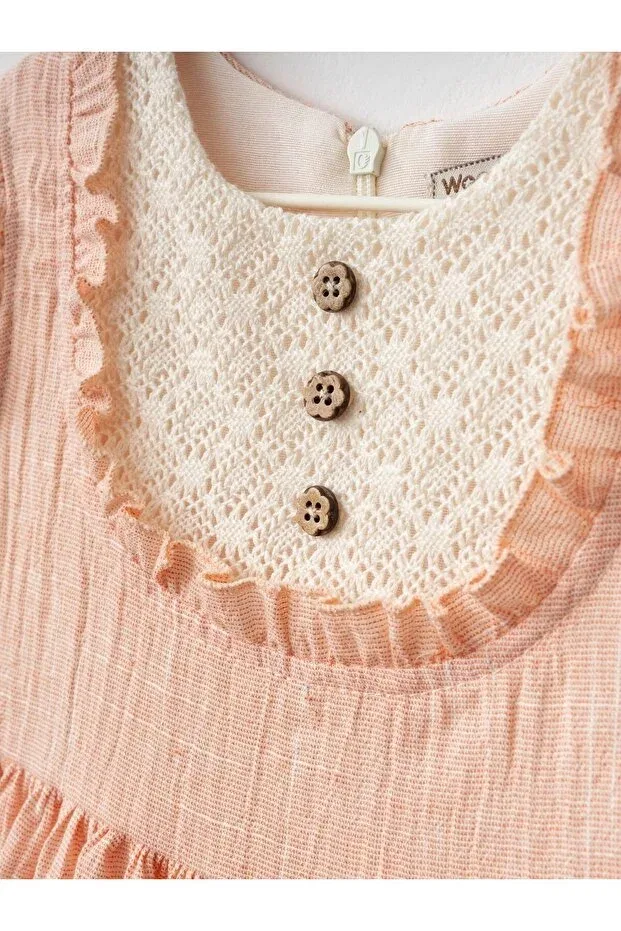 Детское платье для девочек с вышивкой Lace linen baby girl dress Cherrys Bebek, Pomegranate Blossom — фото 2