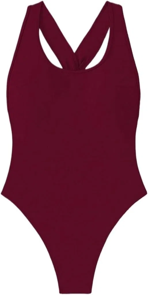 Женский слитный купальник с вырезами и открытой спиной Burgundy