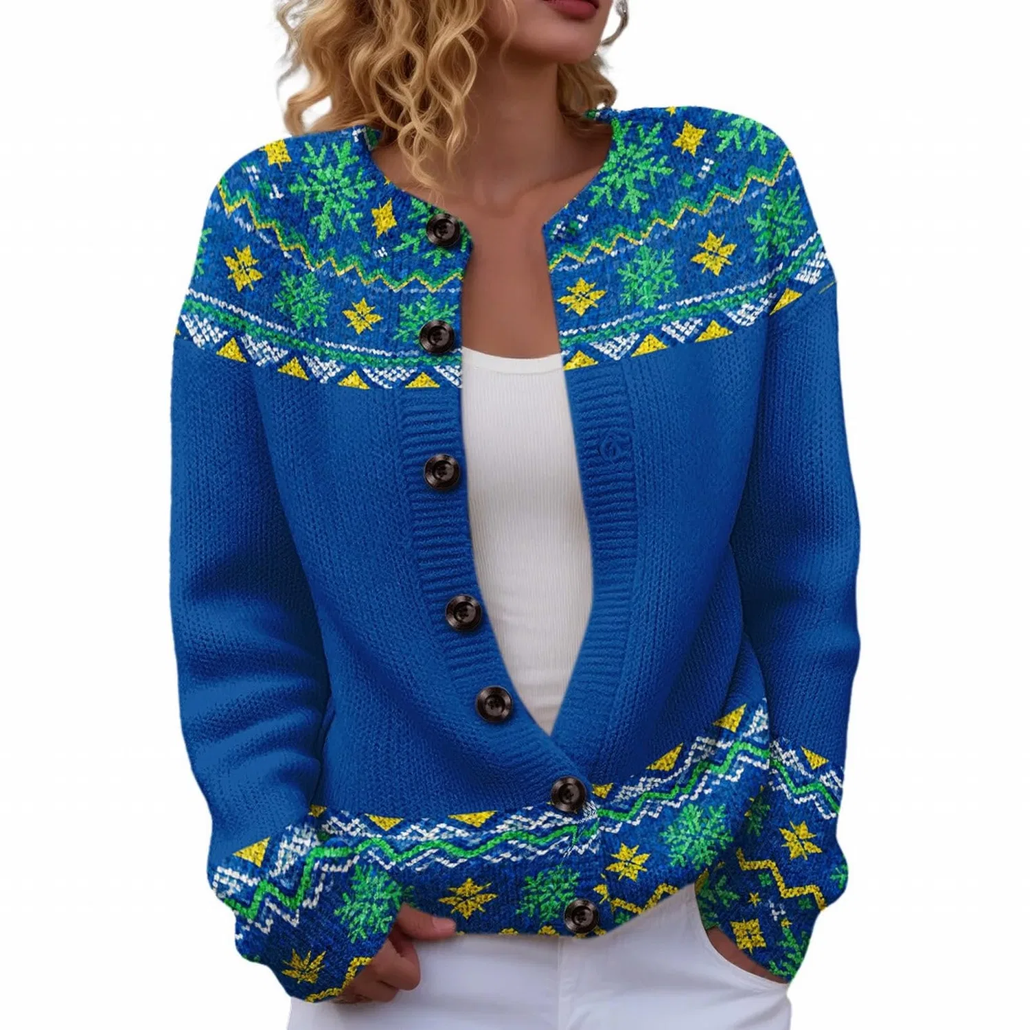 Женский кардиган с принтом Vintage Floral Print, Stampa Fairisle 06