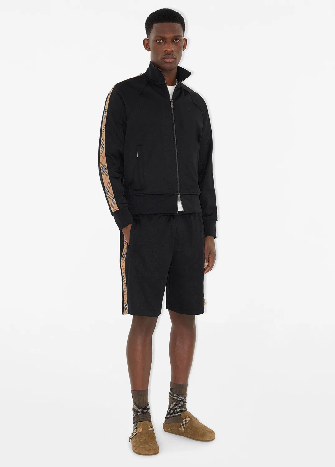 Толстовка Burberry Check Trim Cotton Blend, Черный — фото 2