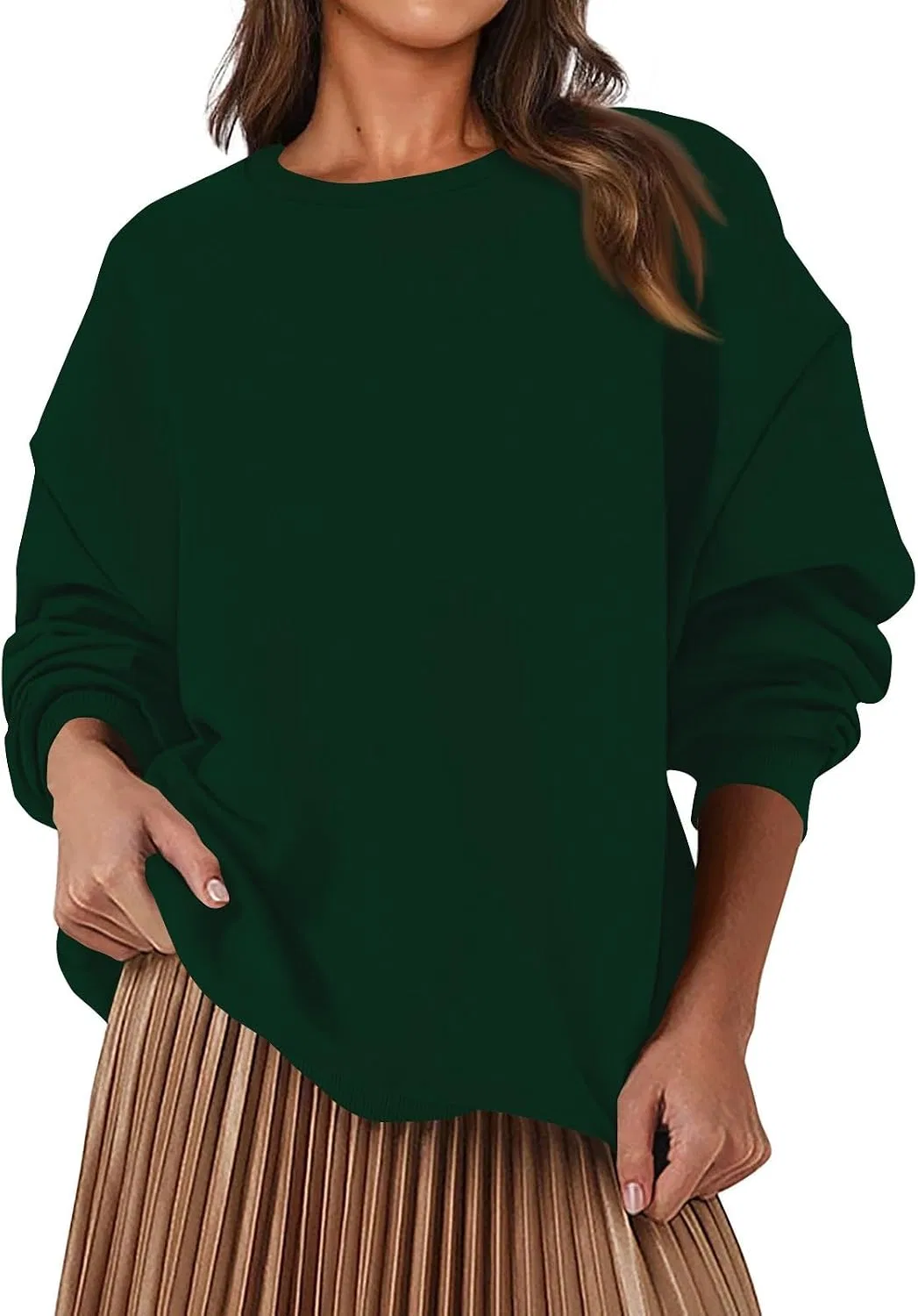 Женский свитшот с начёсом, модель Fleece Lined Crewneck, армейский зелёный