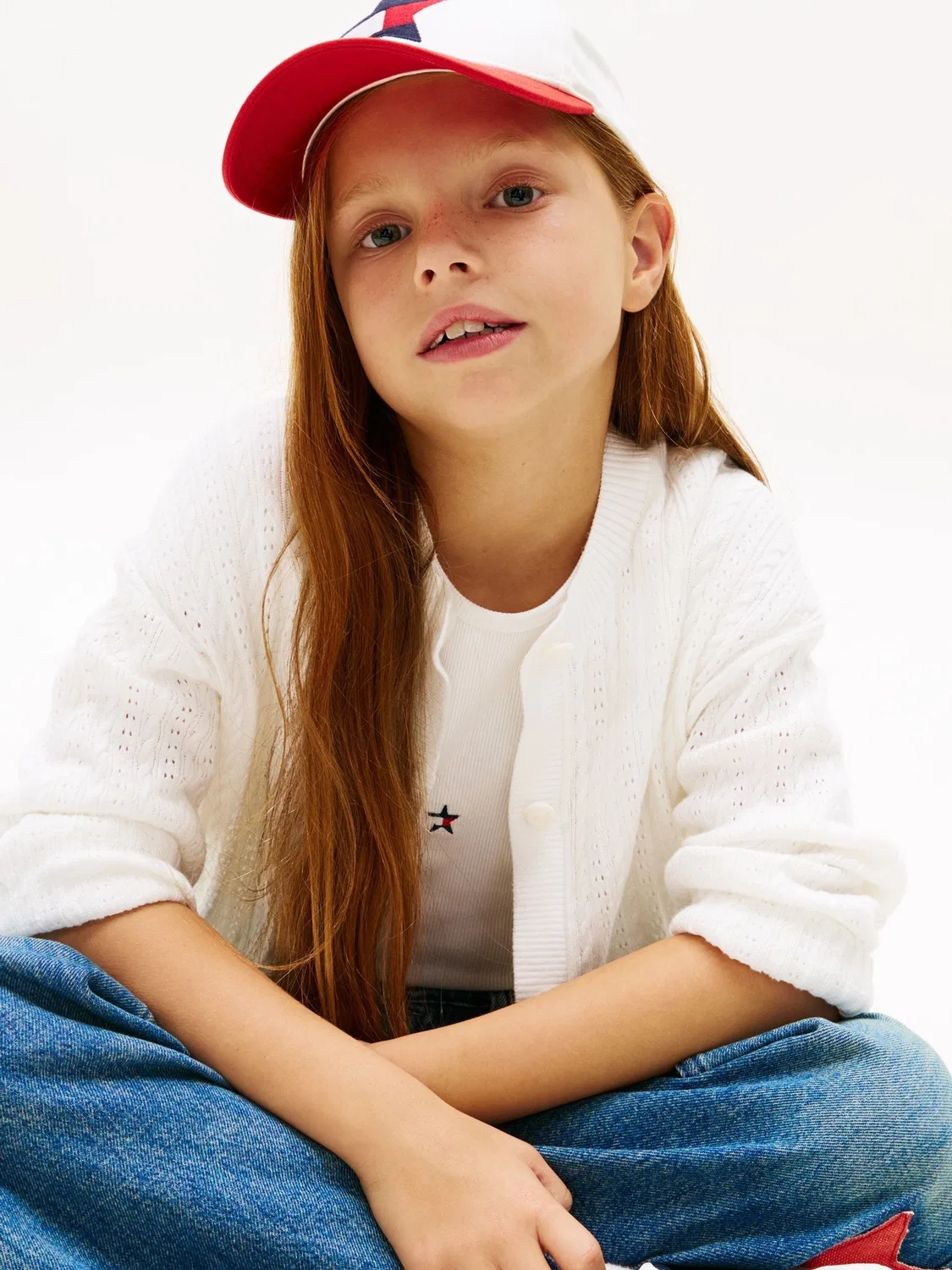 Кардиган из хлопка с ажурным узором и косами Tommy Hilfiger, белый — фото 4