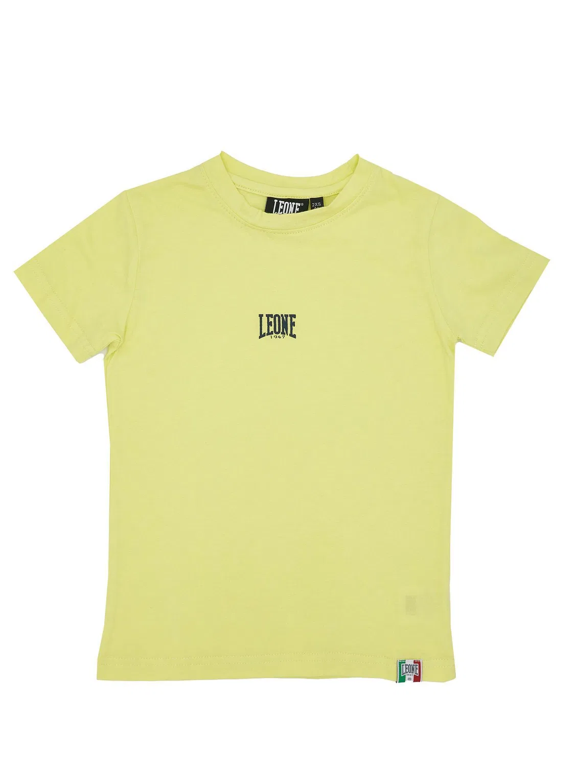 Детская хлопковая футболка с коротким рукавом Basic-Kurzarm-T-Shirt fur Kinder mit kleinem Logo Leone 1947 Apparel, Gelb Hellgelb