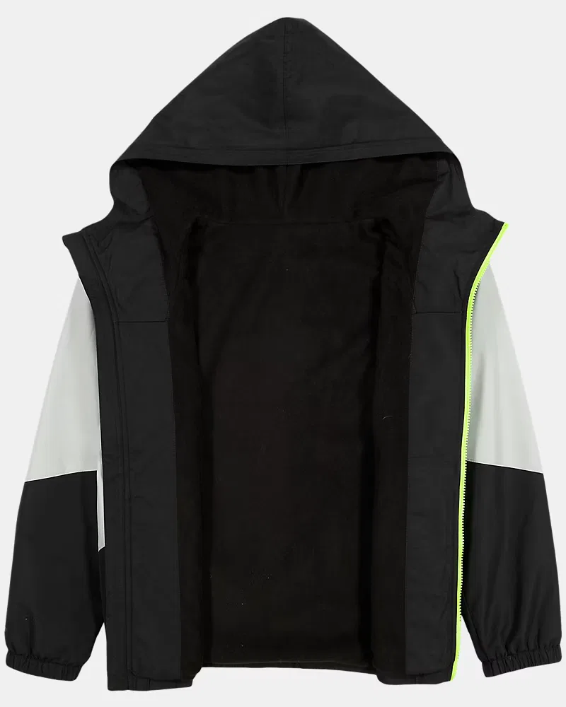 Ветровка для мальчиков ветрозащитная с микрофлисовой подкладкой Manataug UnderArmour, Black/Green Citrine — фото 2