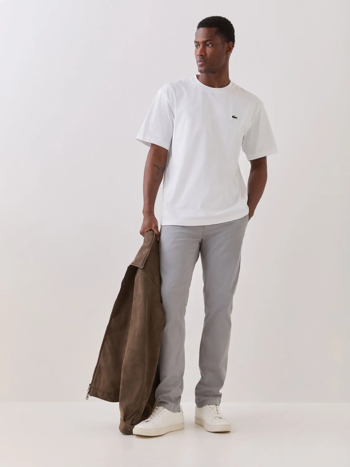 Lacoste Белая футболка свободного кроя из тяжелого джерси — фото 2