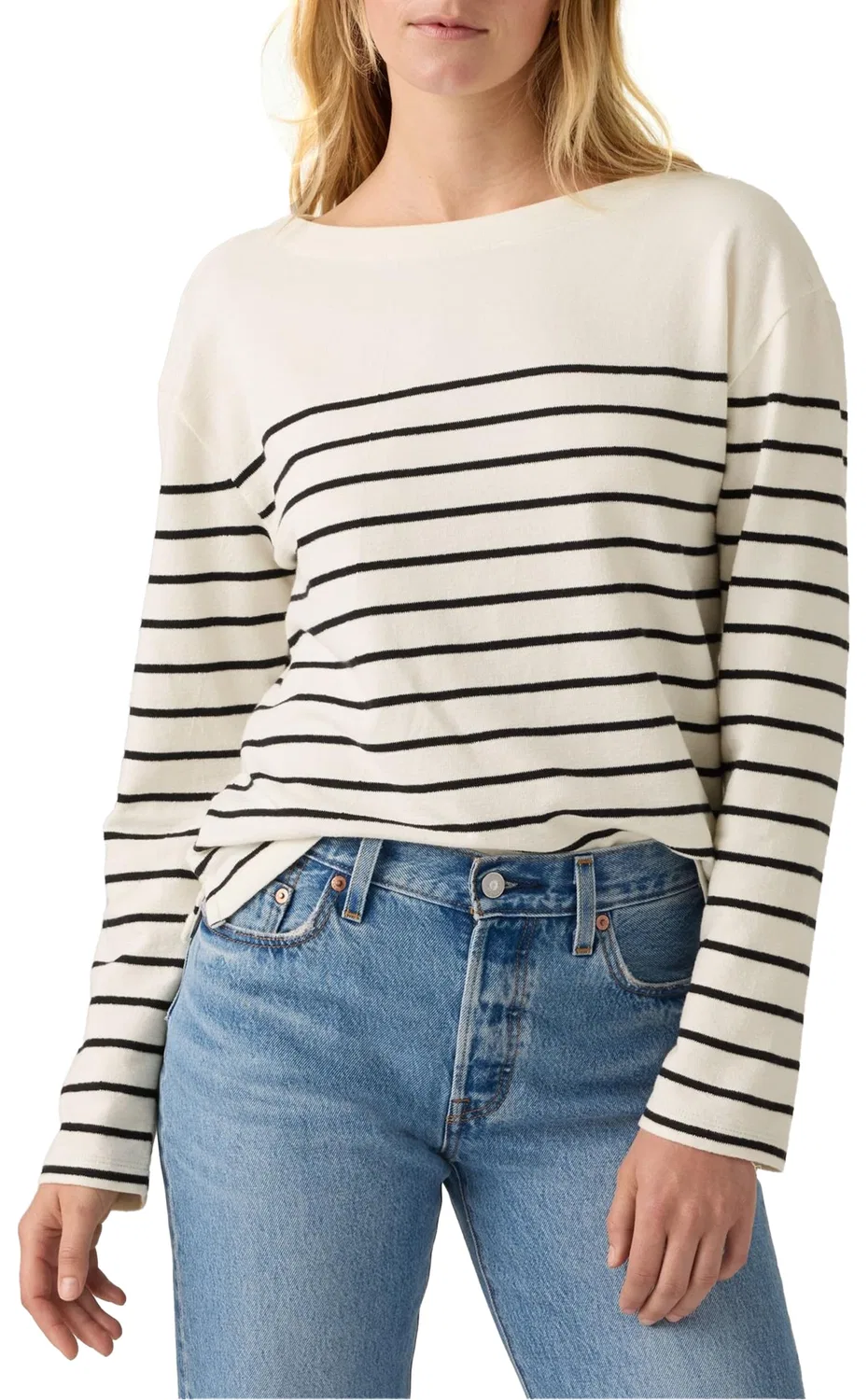 Женская футболка с полосками Marin Stripe Levi's, Egre Magnolia Stripe — фото 4