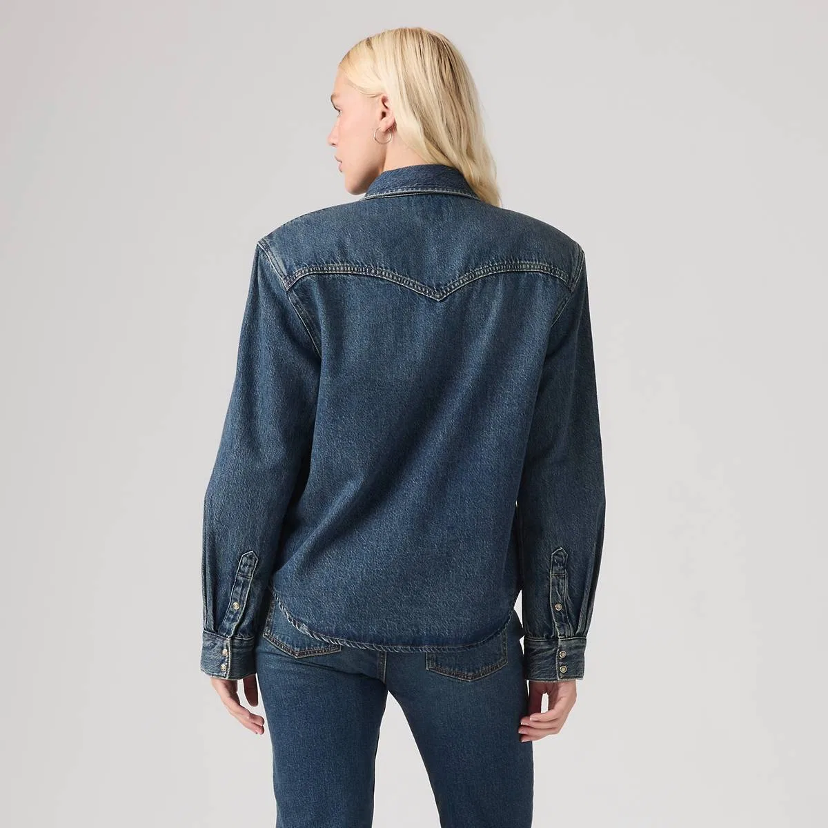 Рубашка в стиле вестерн 80-х с подплечниками и пуговицами Levi's, Left Click - Blue — фото 4