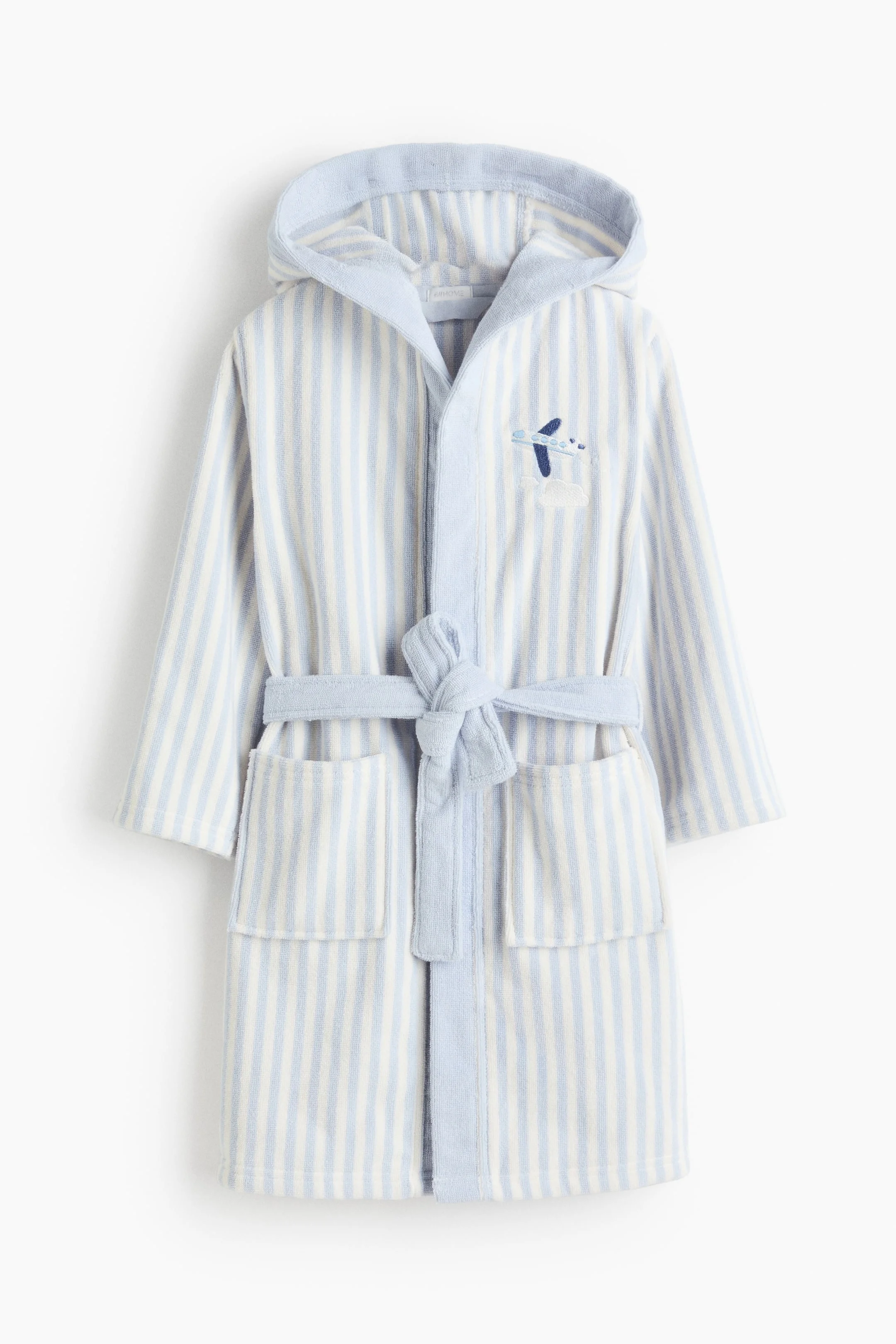 Халат H&M Bathrobe With Embroidered Detail, голубой