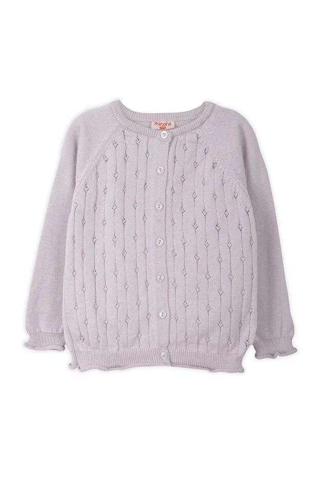 Детский вязаное ажурное кардиган для девочек Minora, Lilac — фото 2