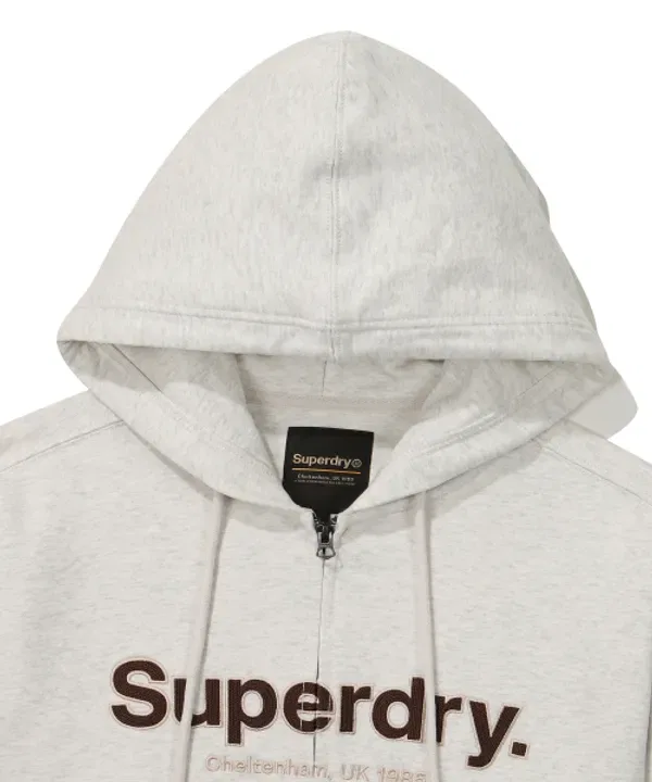 Худи с капюшоном, большой логотип, Superdry, светло-серый — фото 3