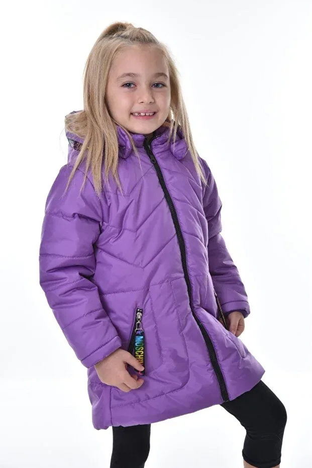Детское зимнее пальто для девочек пуховое Öfi Kids, Purple — фото 2