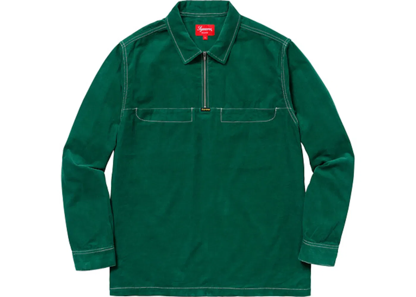 Мужская рубашка из вельвета Supreme Corduroy Half Zip Shirt, Зеленый