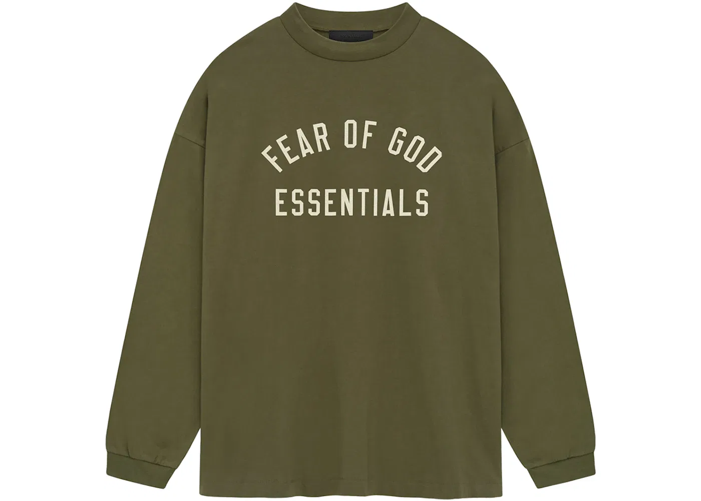 Мужская футболка с длинным рукавом Fear of God Essentials Jersey Long Sleeve Tee, Military