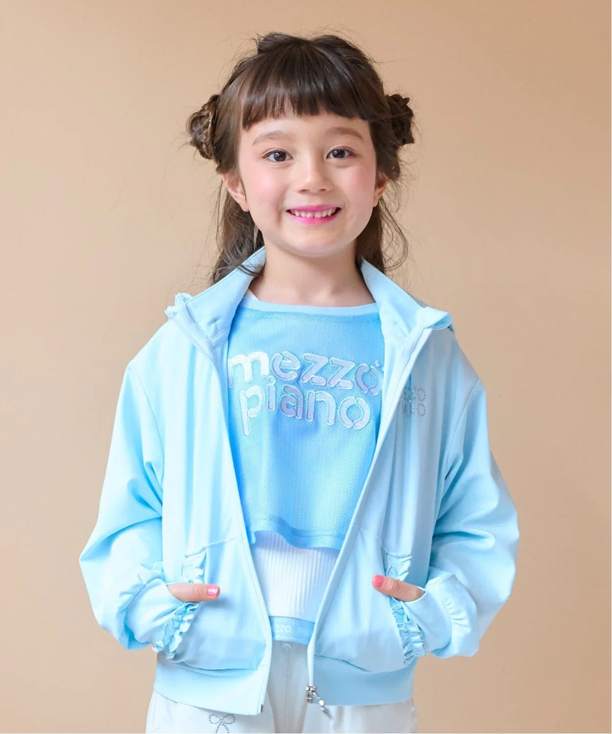 Детская куртка-худи с фриллами mezzo piano, Light Blue