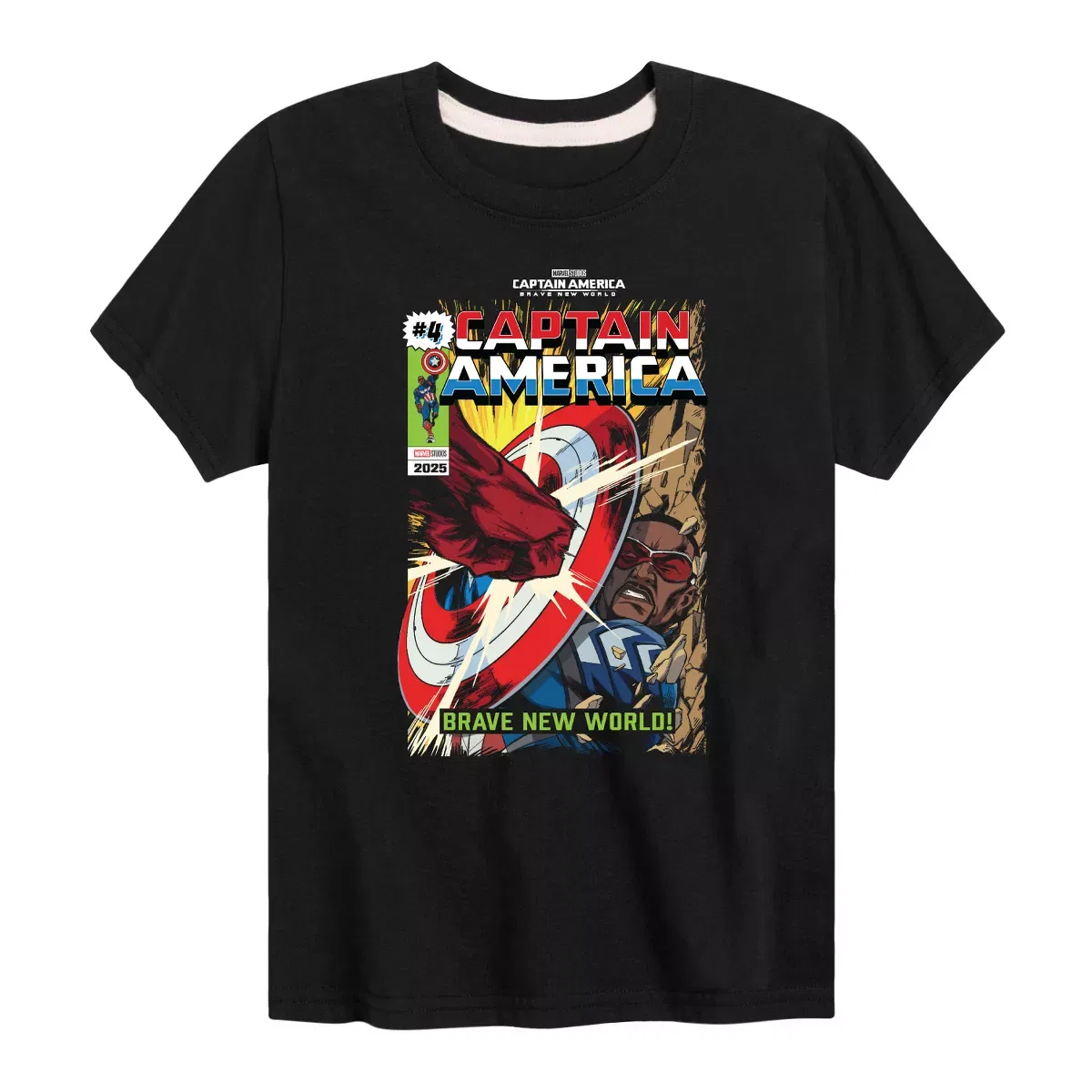 Детская футболка с коротким рукавом с принтом Captain America Comic Book Issue 4 Marvel, Black