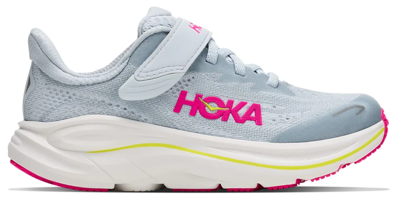 Детские кроссовки для девочек с двойной фиксацией шнурков HOKA Clifton 10, Grey/Pink