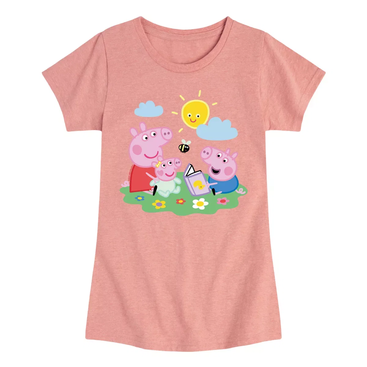 Детский топ-футболка с принтом Peppa George Baby Reading Peppa Pig, Desert Pink