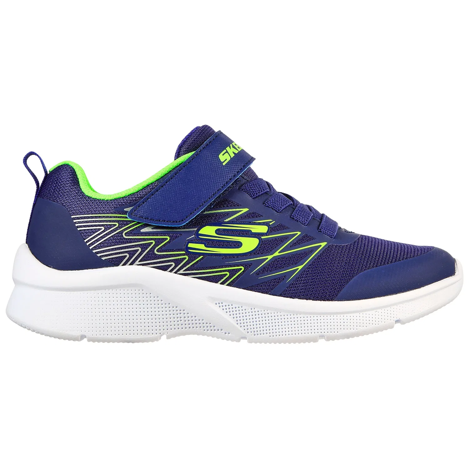 Детские кроссовки на липучке с контрастной отделкой Skechers, Navy/Lime — фото 4