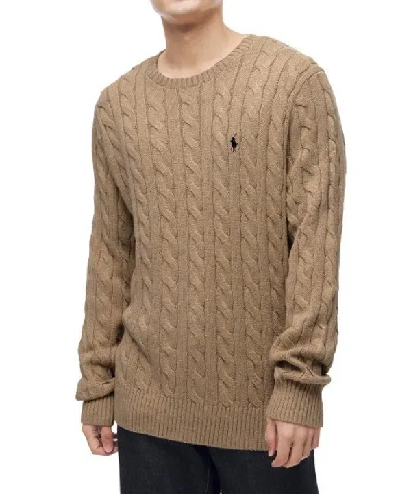 Свитер из хлопка с косами, Polo Ralph Lauren, коричневый — фото 3