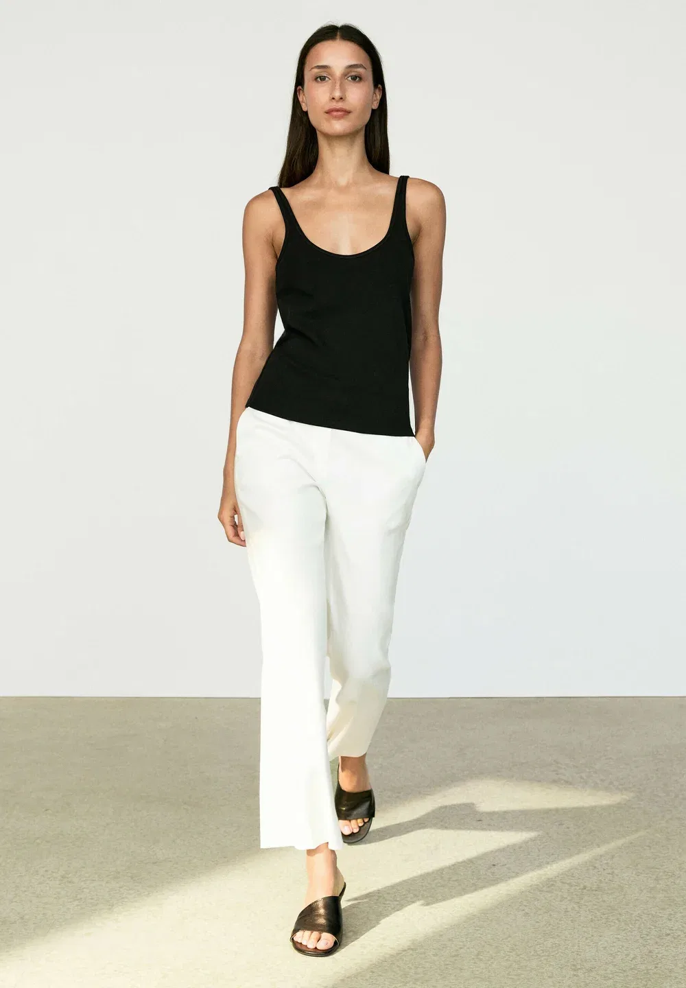 Льняные брюки-клеш Massimo Dutti, White — фото 2