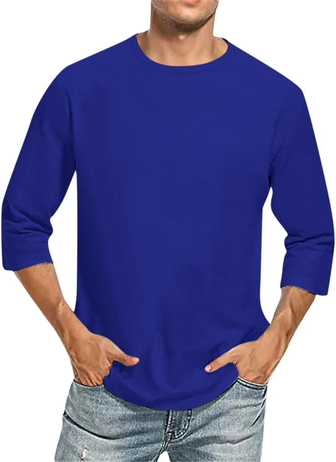 Мужская футболка с длинным рукавом поло, Solid Color Tees, Blue