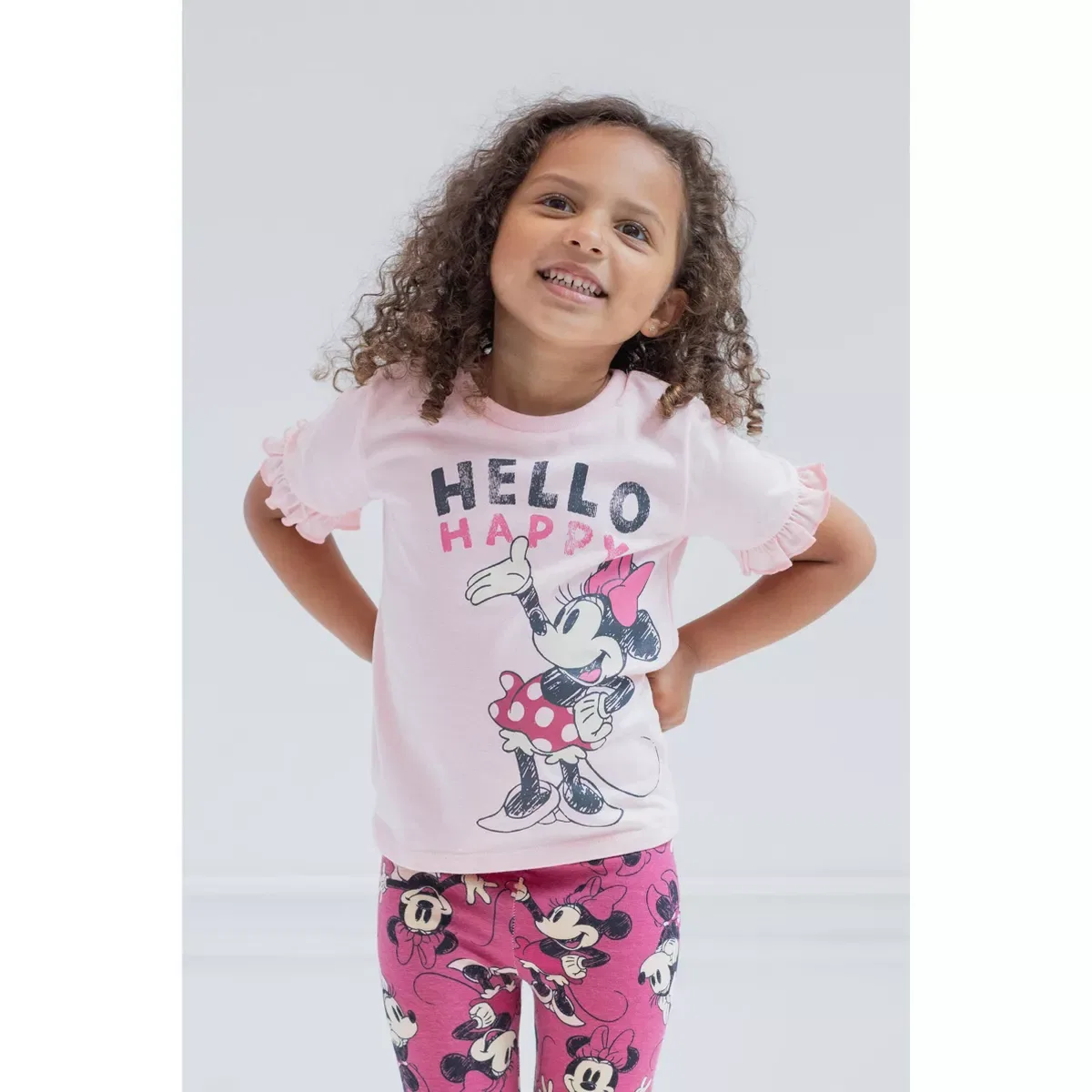 Детский комплект футболки и леггинсов с принтом Minnie Mouse Disney, Pink — фото 2