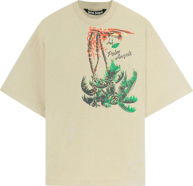 

Футболка Palm Angels Upside Down Palm T-Shirt 'Beige', загар, Серый, Футболка Palm Angels Upside Down Palm T-Shirt 'Beige', загар