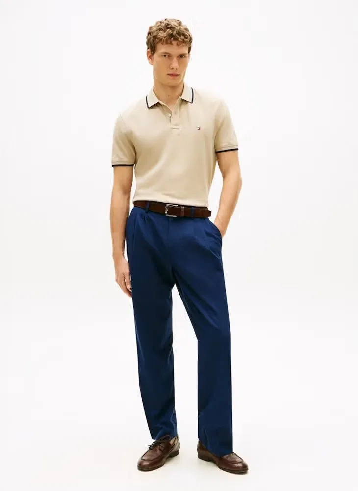 Поло с контрастной отделкой, хлопковое, Tommy Hilfiger, сандаловый — фото 4