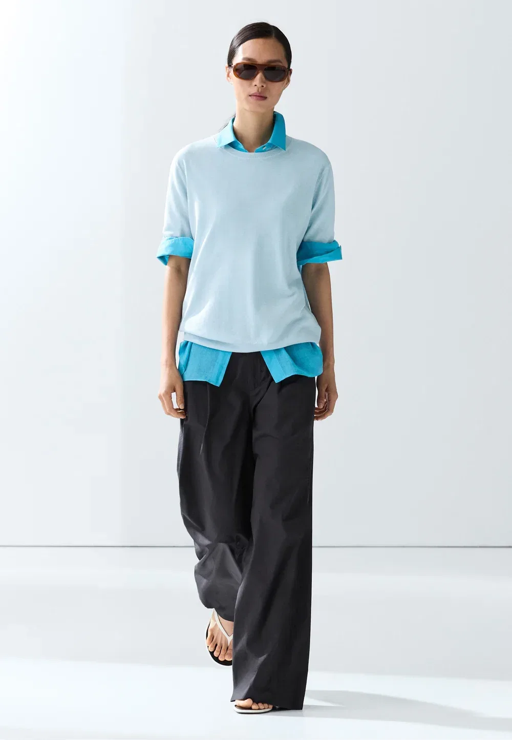 Простая футболка Massimo Dutti, Light Blue — фото 2