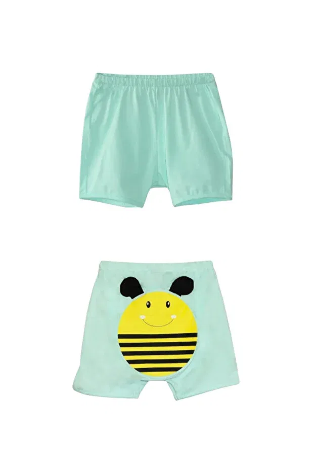Детские шорты для девочек с принтом Mint Bee Lovetti, Mint — фото 2