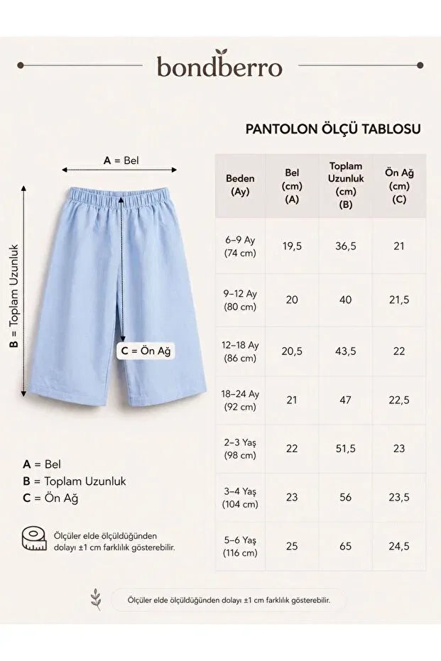 Детские брюки для девочек свободного кроя Linen/Cotton Loose Fit Unisex Kids' Trousers Bondberro, Blue — фото 4