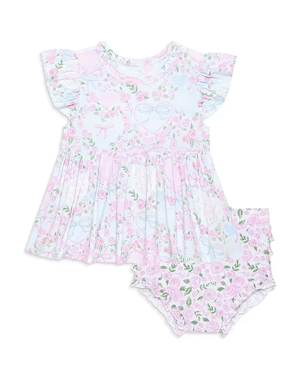Детский комплект для девочек с воланами Josephine Peplum Ruffled Bummie Set Posh Peanut, синий