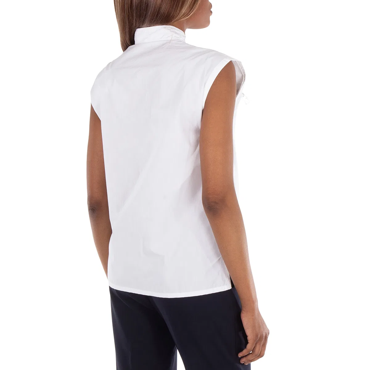 Топ без рукавов Half-Zip High-Neck Cotton Tank Top Burberry, White — фото 3