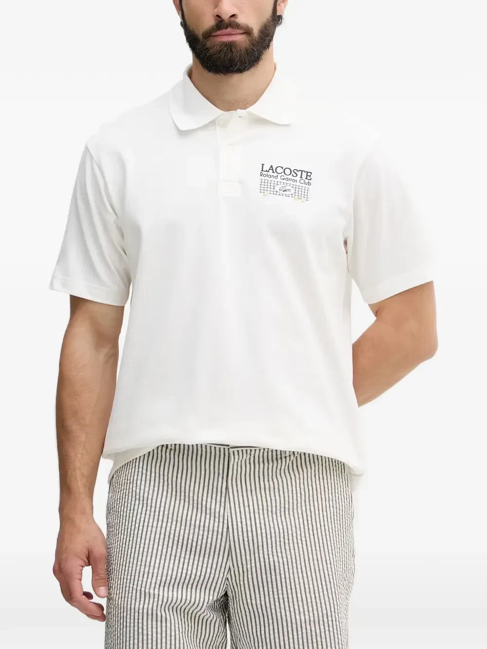 Рубашка-поло с логотипом Roland Garros Lacoste, белый