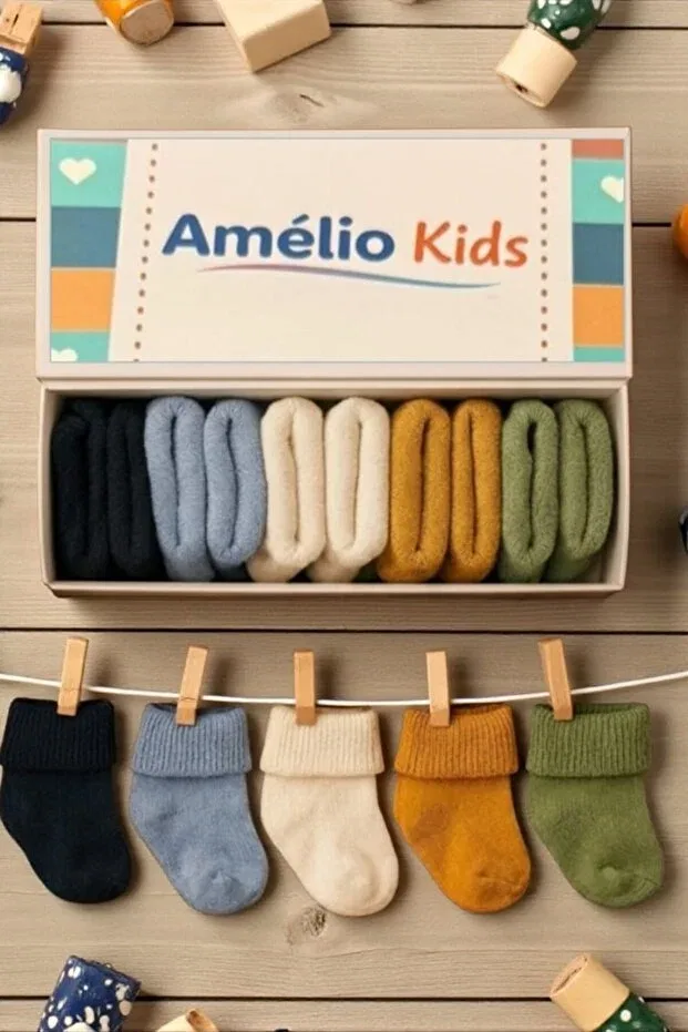 Детские носки для новорожденных хлопковые органические 5 шт Amélio Kids, Multicolor — фото 2