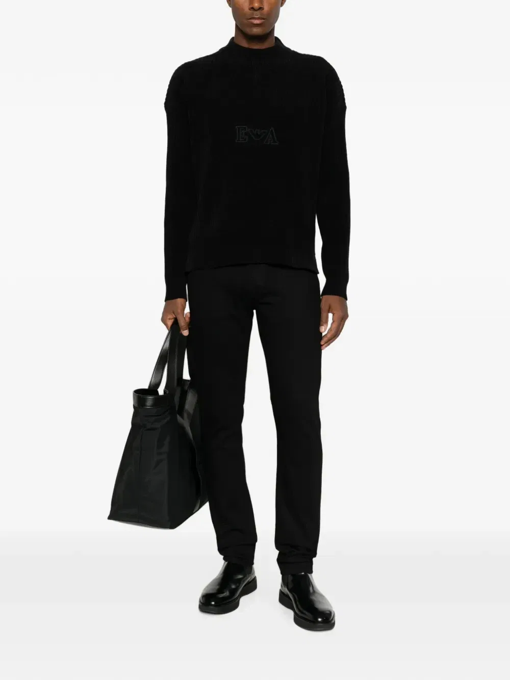 Джинсы скинни с нашивкой-логотипом Emporio Armani, черный — фото 2