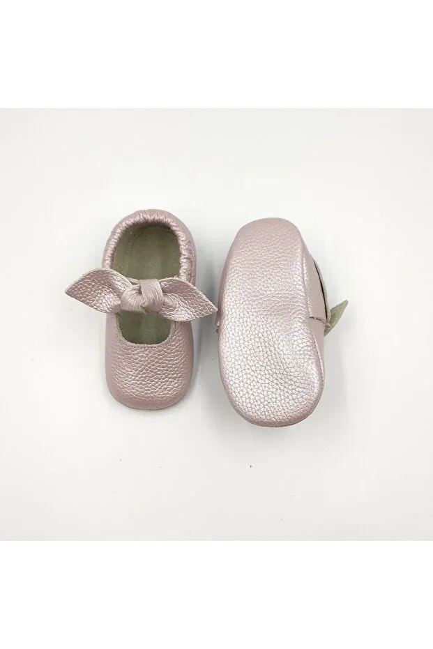 Детские туфли-лоферы для девочек из натуральной кожи Baby star genuine leather pink - 102 ribbon baby loafers Bebekstar, Bright Pink — фото 3
