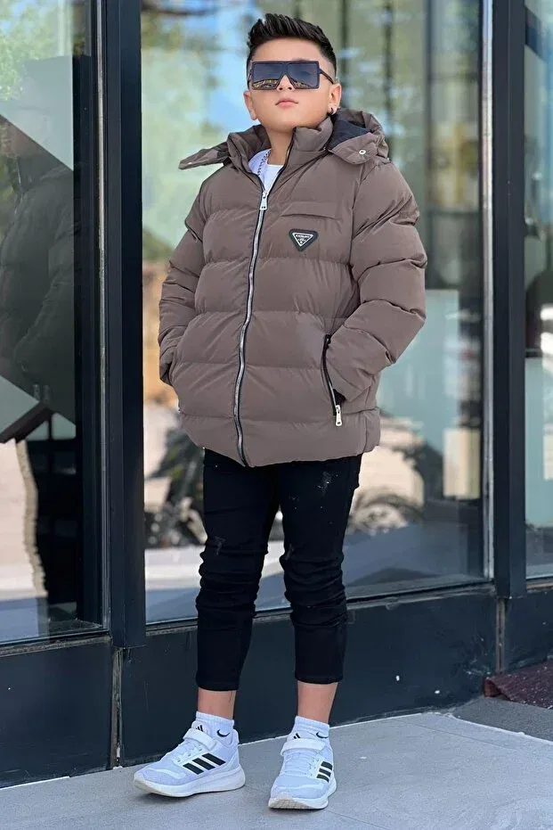 Детское пальто для девочек с капюшоном Suitici Nova Zaziko Kids, Brown — фото 4
