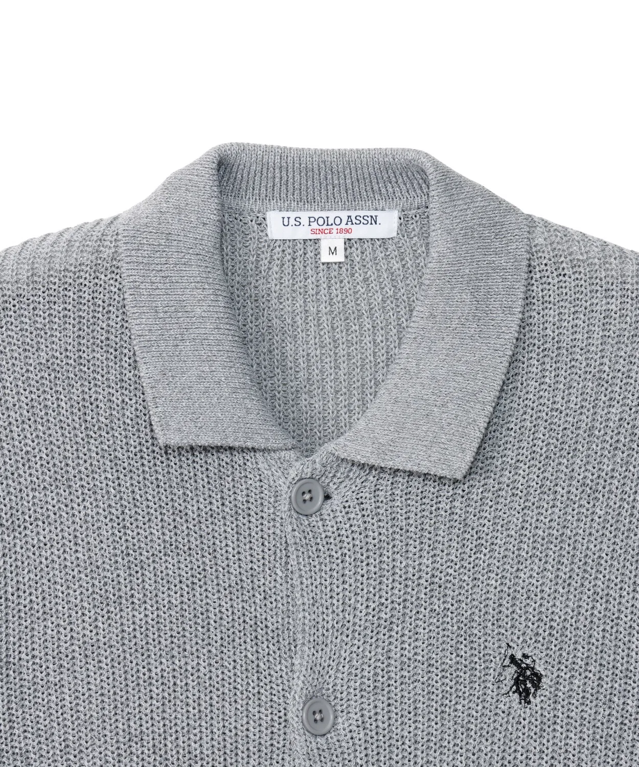 Мужской кардиган-поло с воротником из хлопка с нашивкой U.S. POLO ASSN., Black — фото 4