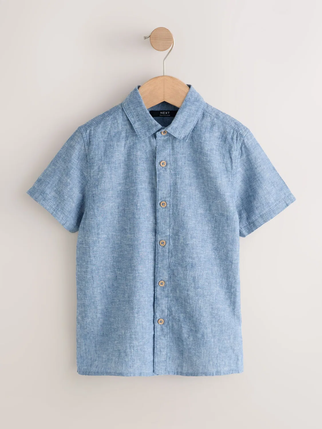 Рубашка с коротким рукавом из льняной смеси, Denim Blue Next