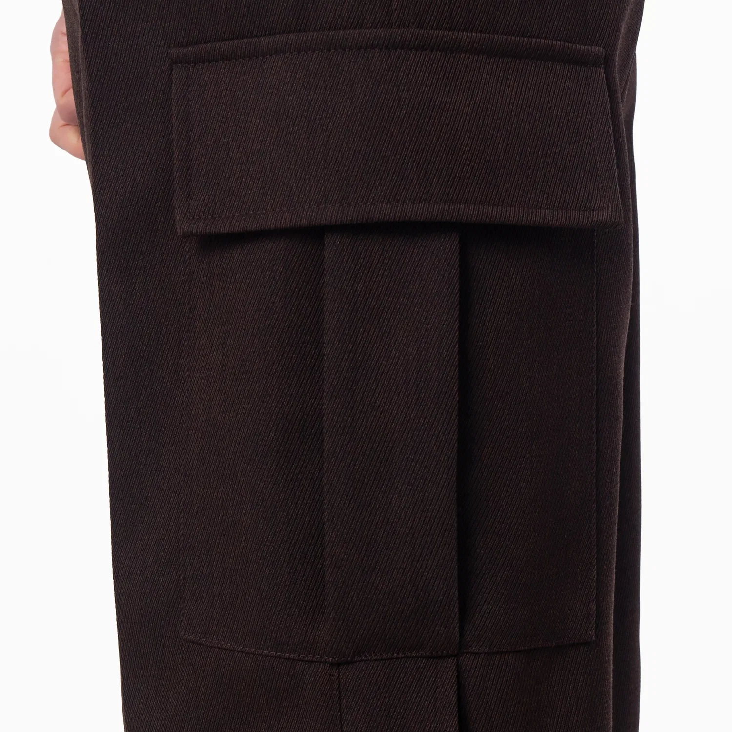 Шерстяные брюки карго с защипами Wide-Leg Pleated Cargo Trousers Burberry, Brown/Black — фото 3