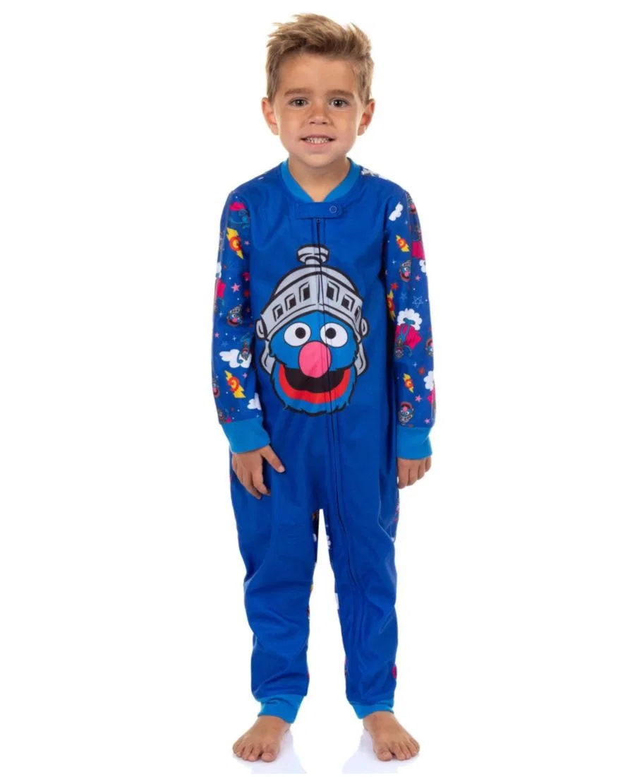 Детский слип-пижама с принтом Super Grover Sesame Street, Blue